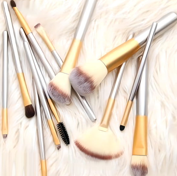 Glamza 12pc Champagne Makeup Brush Set