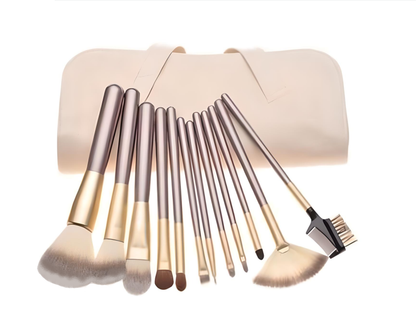 Glamza 12pc Champagne Makeup Brush Set