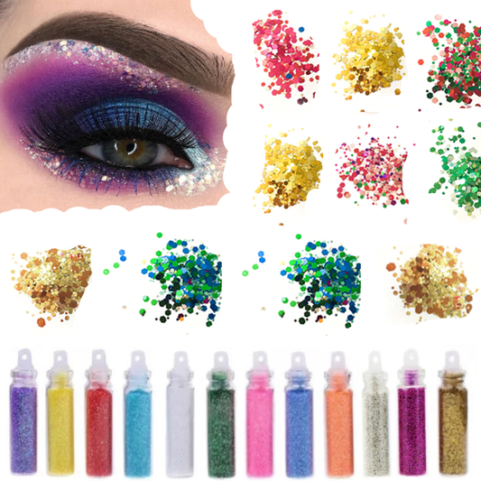 Glamza 12 Mini Glitter Bottles – Perfect for Arts, Crafts, Makeup &amp; School Projects