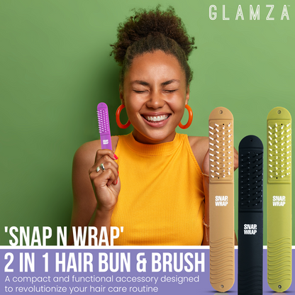 Glamza 'Snap N Wrap' 2 in 1 Hair Bun and Brush