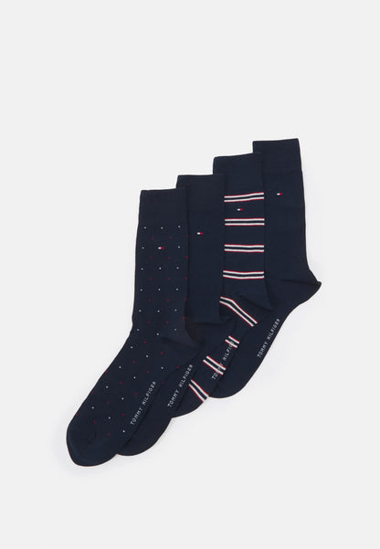 Tommy Hilfiger Mens Gift Set Gift Box 4 Pairs Mens Socks US 10-12, EU 43-46, UK 9-11- Colour- Navy Blue