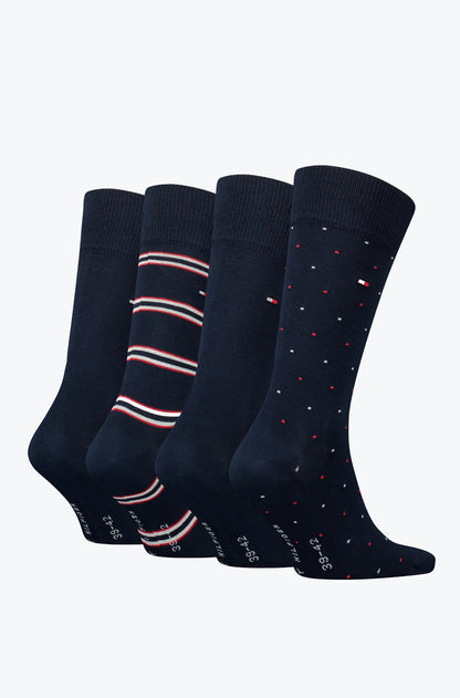 Tommy Hilfiger Mens Gift Set Gift Box 4 Pairs Mens Socks US 10-12, EU 43-46, UK 9-11- Colour- Navy Blue