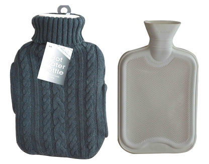Generise 'EXTRA WARMTH' 2 Litre Hot Water Bottle with Knitted Cover and POCKETS