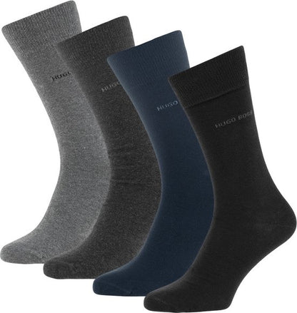 Hugo Boss Gift Set Gift Box 4 (Mixed Black, Blue, Greys) Pairs Mens Socks US 7-13, EU 40-46, UK 6-11