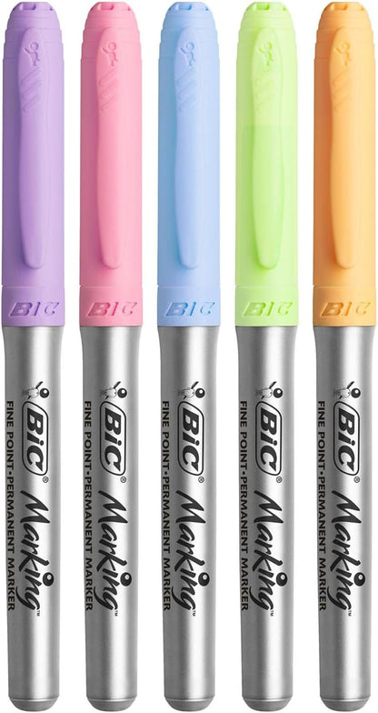 Bic Intensity Permenent Markers Pastel Colours - Blister Pack of 5 (303740)