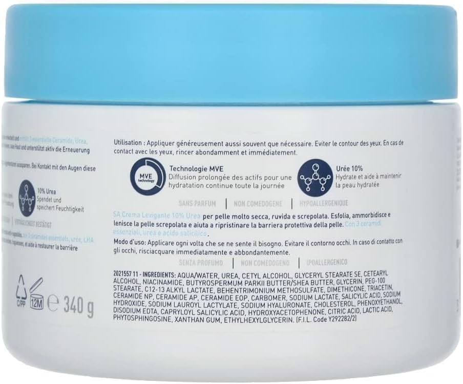 CeraVe SA Smoothing Cream Moisturiser with Salicylic Acid and 3 Essential Ceramides for Dry, Rough & Bumpy Skin 340g