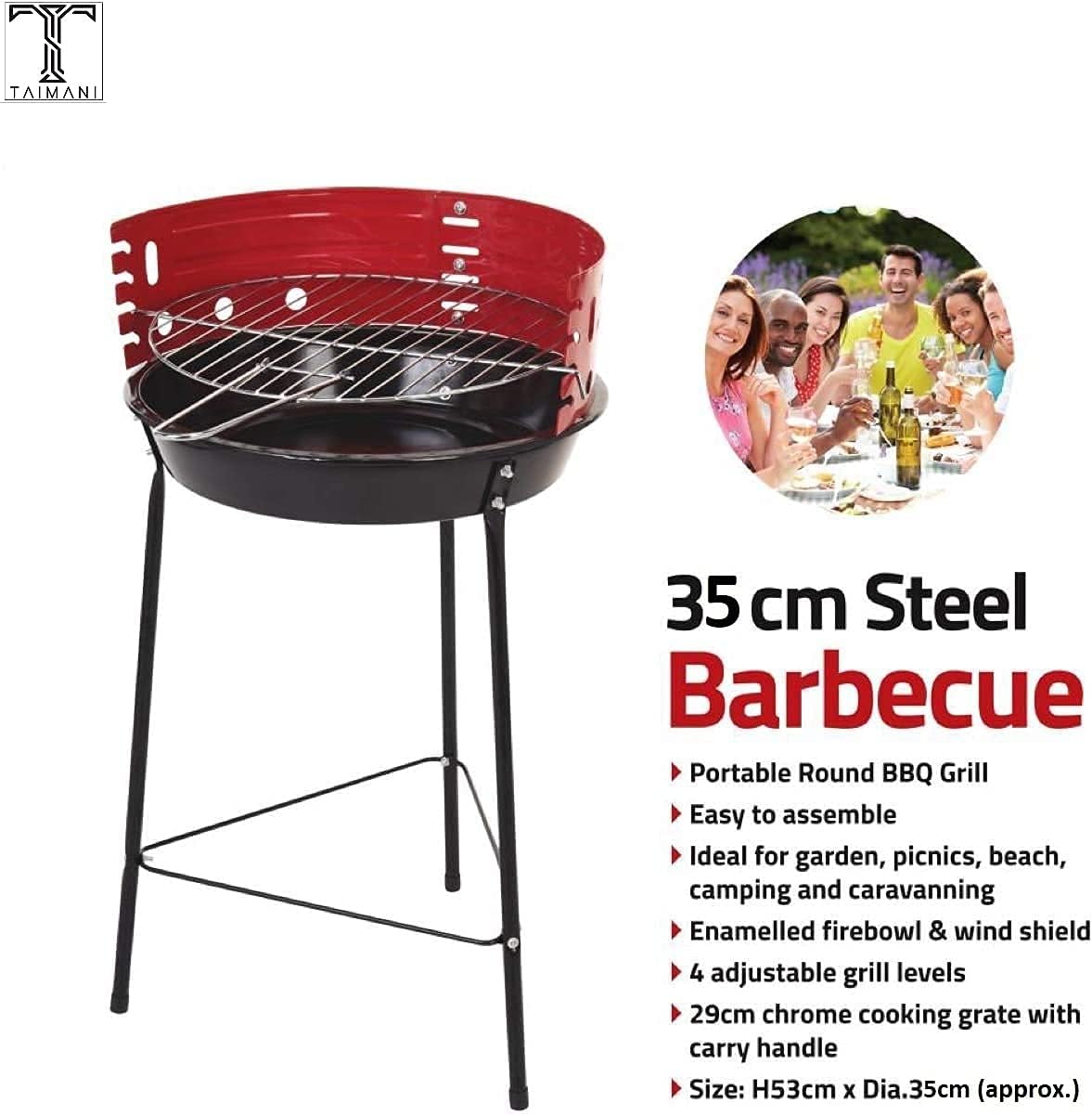 Generise Portable Round Chargrill BBQ Grill Set