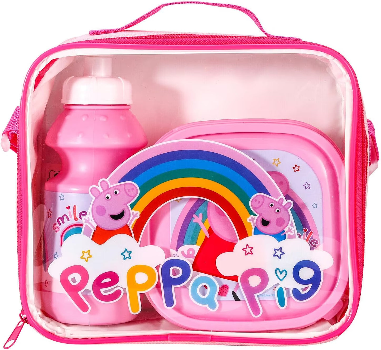 Peppa Pig Lunch Set 3pc (Contains: Lunch Bag, Sandwich Box & 350ml Sports Bottle)