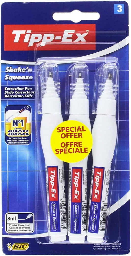 Tipp-Ex Correction Pen 8ml - Pack of 3