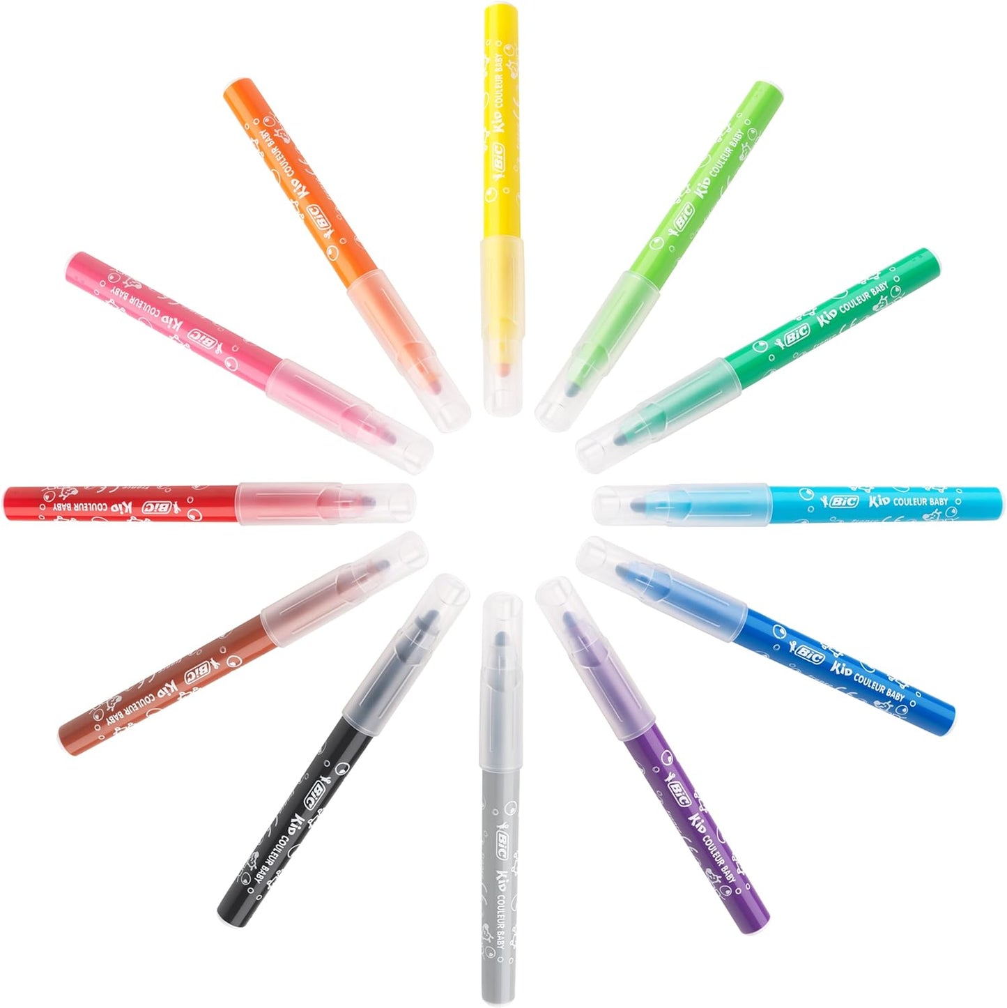 BIC Kids Kid Couleur Baby Colouring Pens Assorted - Pack of 12 (302209)