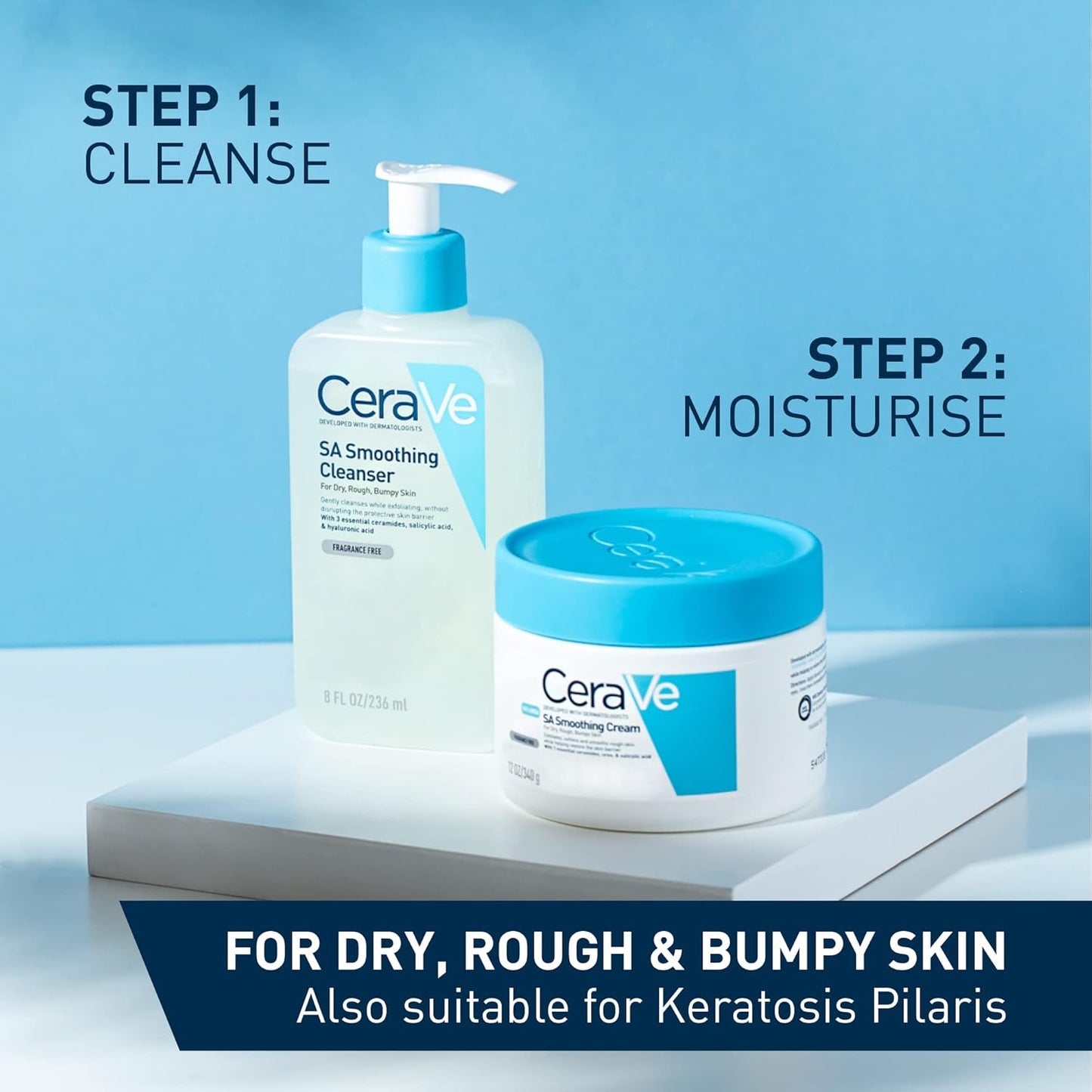 CeraVe SA Smoothing Cream Moisturiser with Salicylic Acid and 3 Essential Ceramides for Dry, Rough & Bumpy Skin 340g