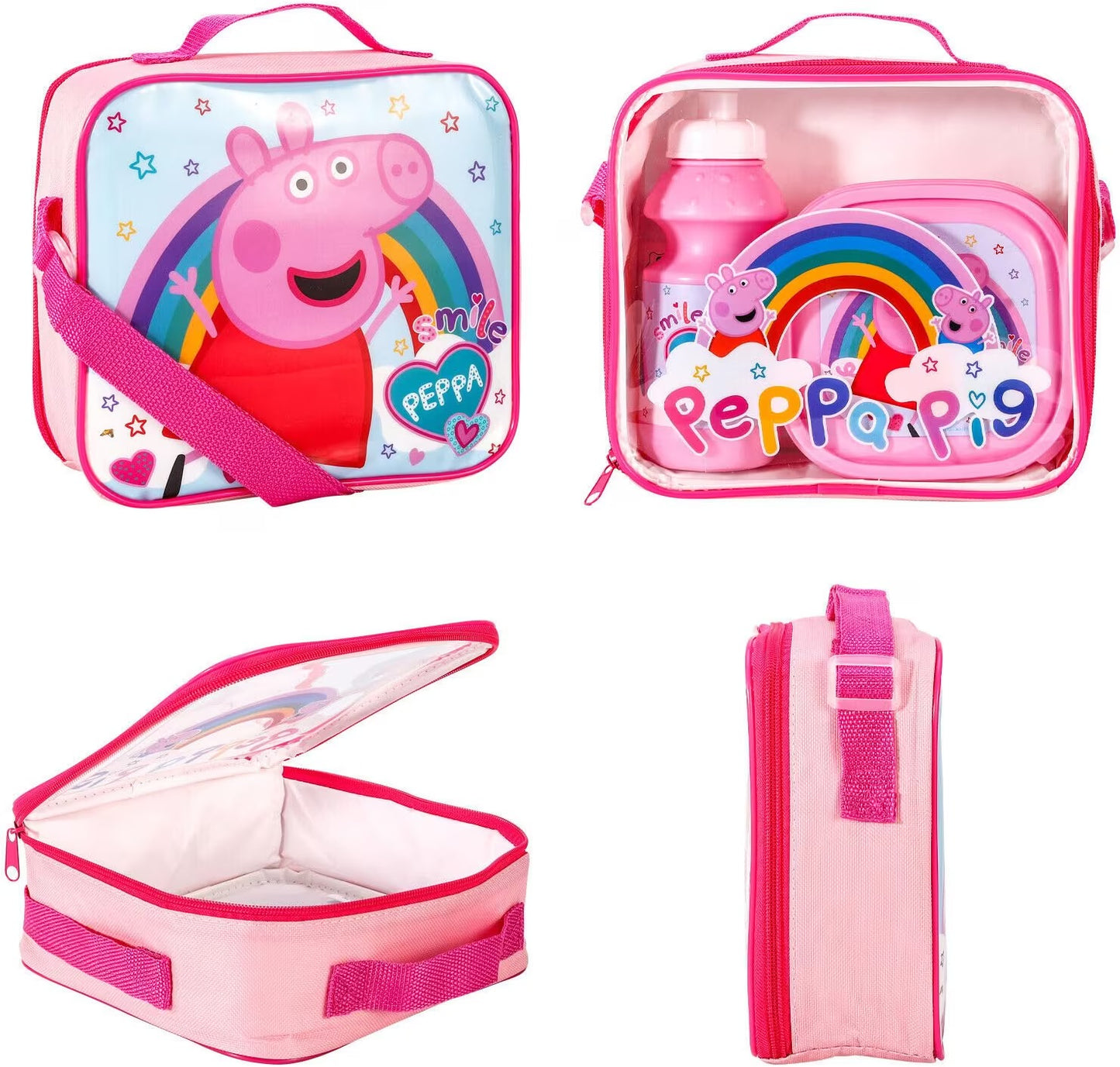 Peppa Pig Lunch Set 3pc (Contains: Lunch Bag, Sandwich Box & 350ml Sports Bottle)