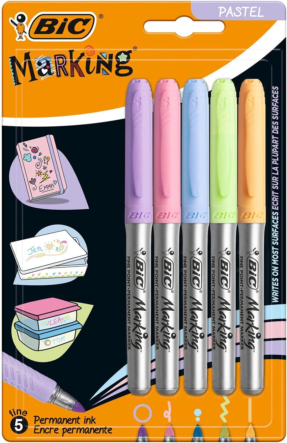 Bic Intensity Permenent Markers Pastel Colours - Blister Pack of 5 (303740)