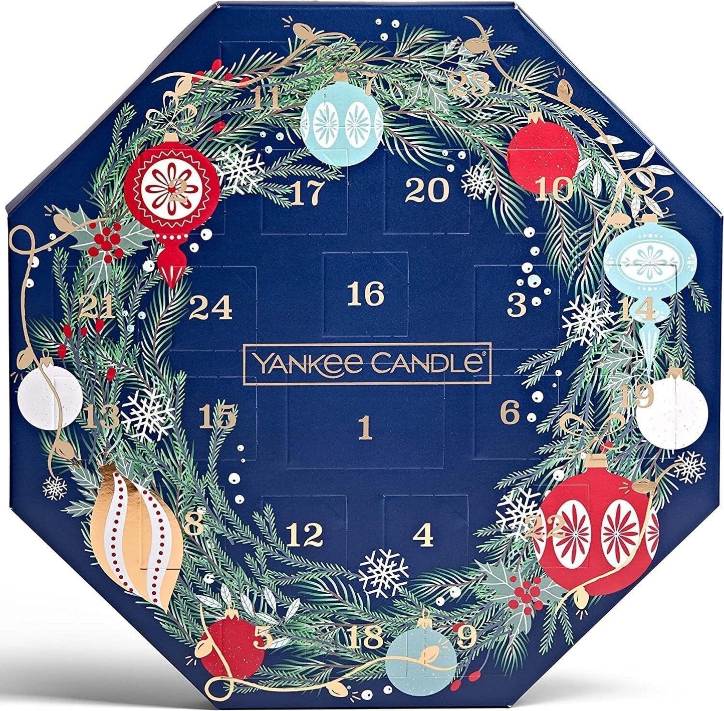 Yankee Candle Wreath Advent Calendar Gift Set with Tea Lights - BLUE