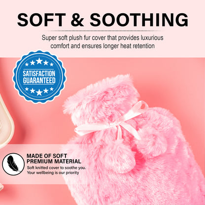 Generise 2L Hot Water Bottle with Plush Cover – Extra Warm & Safe – RANDOM COLOUR