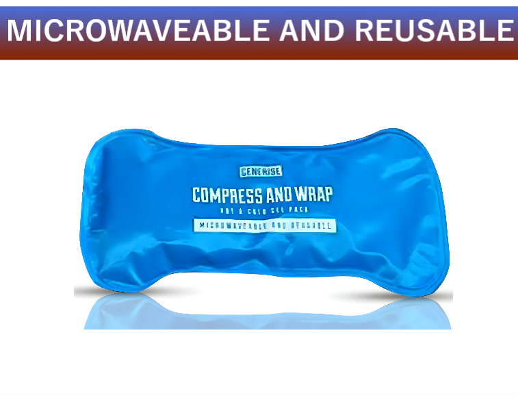 Generise 'Compress and Wrap' Hot and Cold Reusable Sports Injury Gel Pack with Pouch and Strap