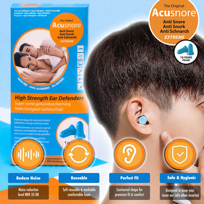 Acusnore High Strength Ear Defenders - 20 Pack