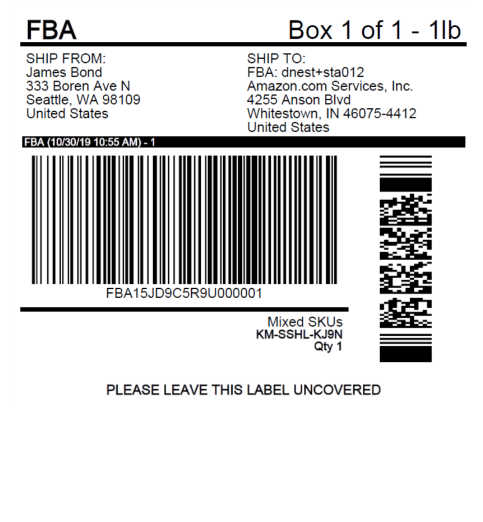 SEND TO AMAZON PER COURIER/FBA SHIPPING LABELLING FEE