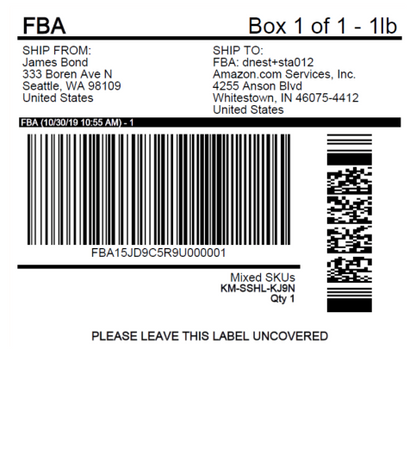 SEND TO AMAZON PER COURIER/FBA SHIPPING LABELLING FEE