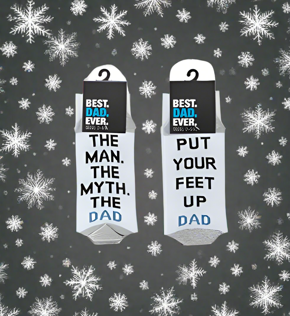 Generise Christmas Stock Filler BEST DAD EVER SOCKS - MAN AND THE MYTH / PUT YOUR FEET UP