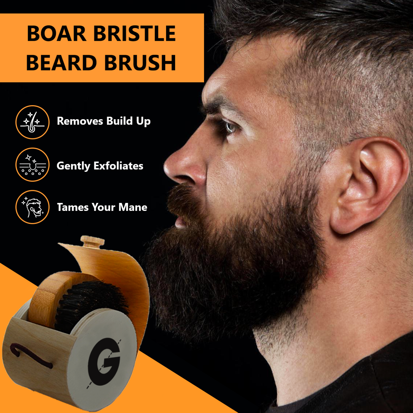 Groomarang 'O' Boar Bristle Beard Brush