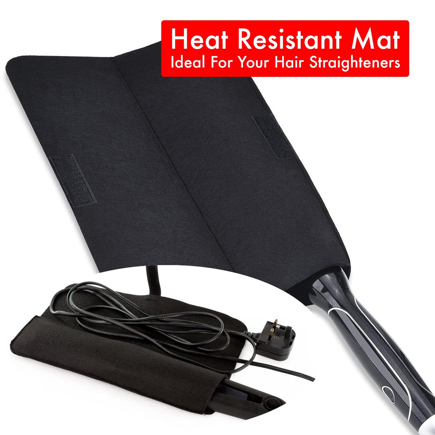 Glamza Hair Straightener Heat Proof Heat Mat with Pocket (Multiple Colours)