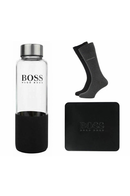 Hugo Boss Gift Set with 2 Pairs Mens Socks & Water Bottle (UK Size 6-11)