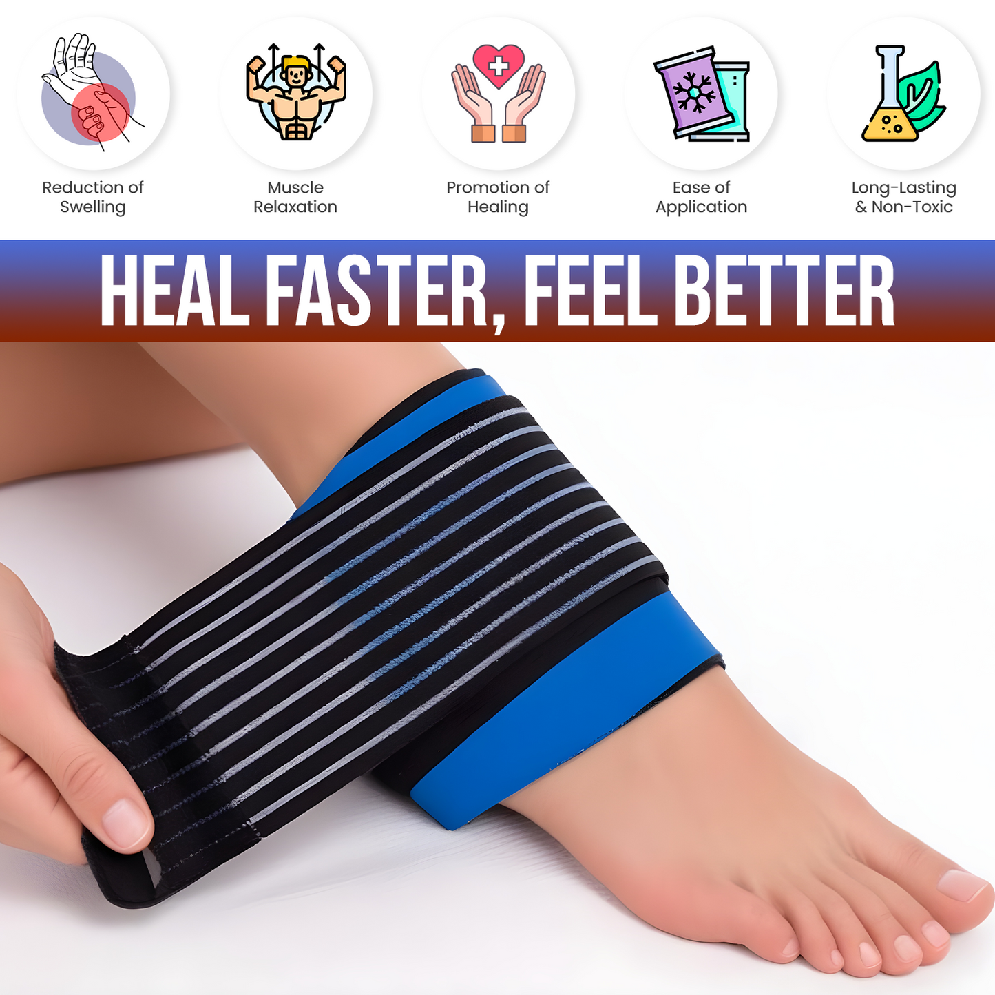 Generise 'Compress and Wrap' Hot and Cold Reusable Sports Injury Gel Pack with Pouch and Strap