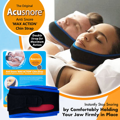 The Original Acusnore Anti-Snore Double Support "Max Action" Chin Strap – Advanced Snoring Solution for a Restful Night