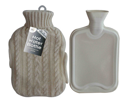 Generise 'EXTRA WARMTH' 2 Litre Hot Water Bottle with Knitted Cover and POCKETS