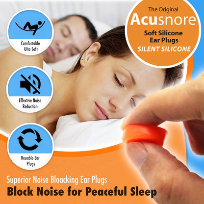 Acusnore Soft Silicone Ear Plugs for Better Sleep- 6 Pack For Premium Noise Reduction & Comfort