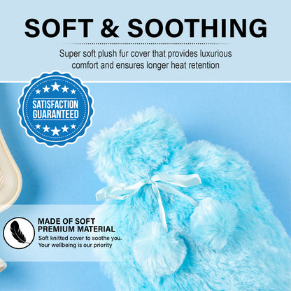 Generise 2L Hot Water Bottle with Plush Cover – Extra Warm & Safe – RANDOM COLOUR