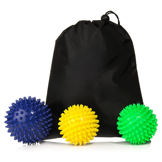 Generise Spiky Massage Balls Set of 3 - (9cm Blue, 7cm Green, 7cm Yellow)