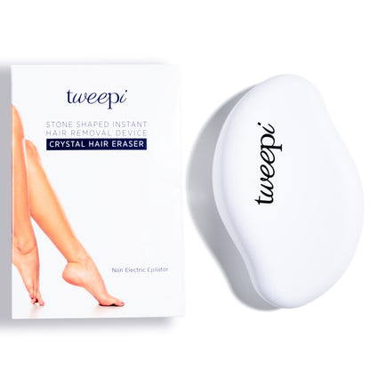 Tweepi Crystal 'Hair Eraser' - The Stone Shaped Instant Hair Removal Device - Non Electric Epilator - White