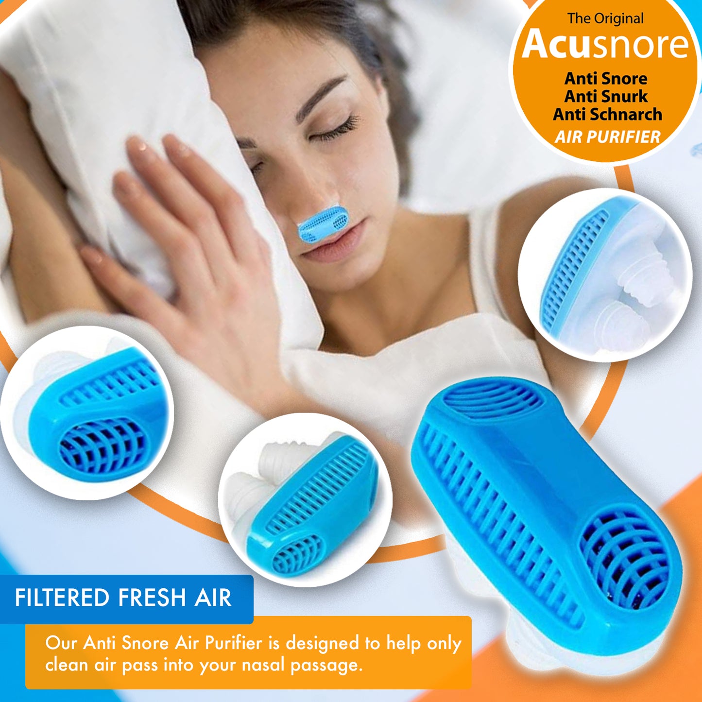 Acusnore Anti-Snore Air Purifier Device & Sleep Aid – Breathe Better, Sleep Deeper