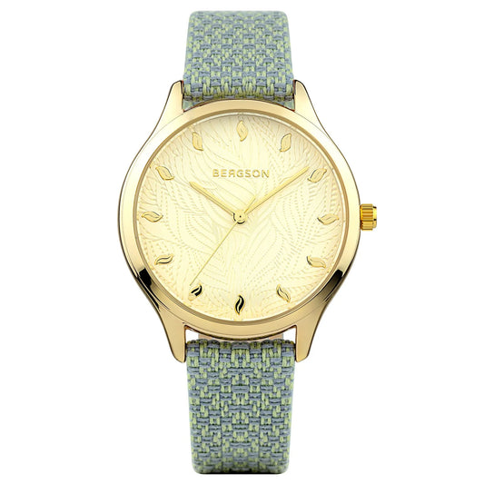 Bergson Watch –Blue & Green Strap with Gold Details BGW8610RL15