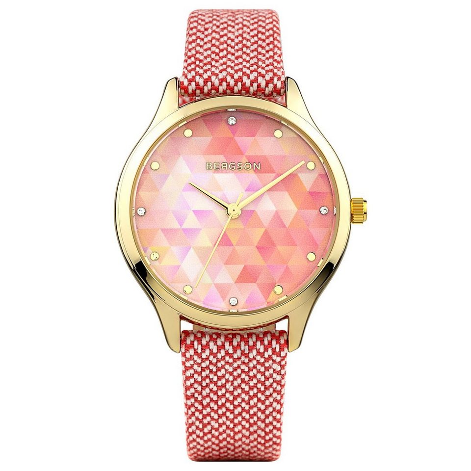 Bergson Watch –Red & White Strap with Gold Details BGW8600RL21