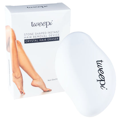 Tweepi Crystal 'Hair Eraser' - The Stone Shaped Instant Hair Removal Device - Non Electric Epilator - White