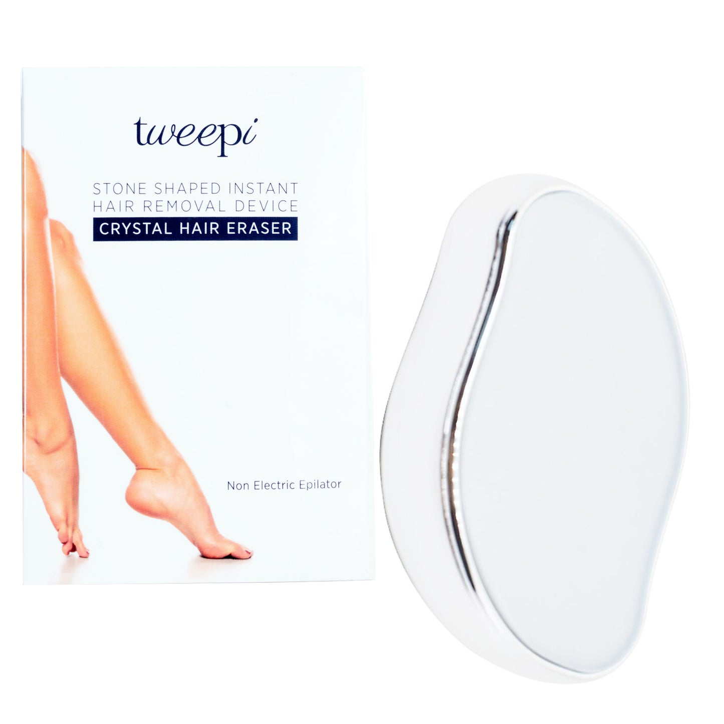 Tweepi Crystal 'Hair Eraser' - The Stone Shaped Instant Hair Removal Device - Non Electric Epilator - White