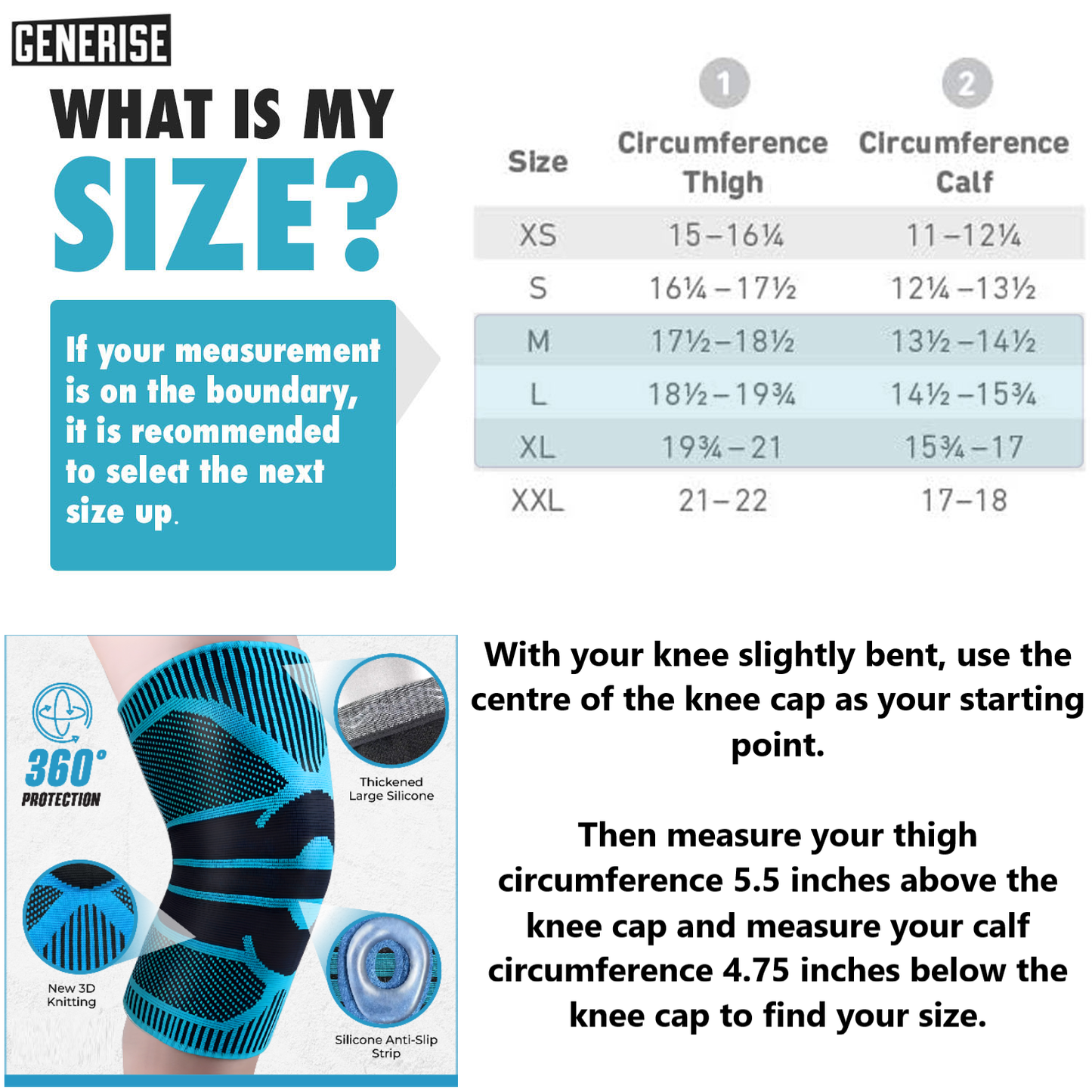 Generise 'Compress and Wrap' Compression Knee Support