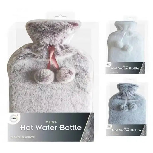 Generise 2 Litre Extra Long Hot Water Bottle & Plush Cover - 75cm x 11cm (Random colour Blue, Purple or Light Grey)