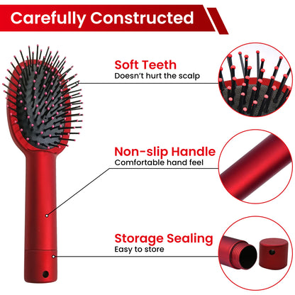 Generise 'Secret Stash'  Red Hairbrush - Rubberised Handle