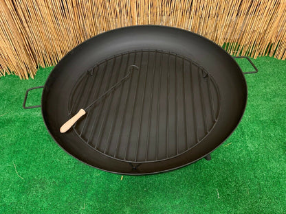 Generise XL 'Triblaze' Fire Pit - 84cm Wide x 30cm Height - Solid Steel With Grill & Iron Poker