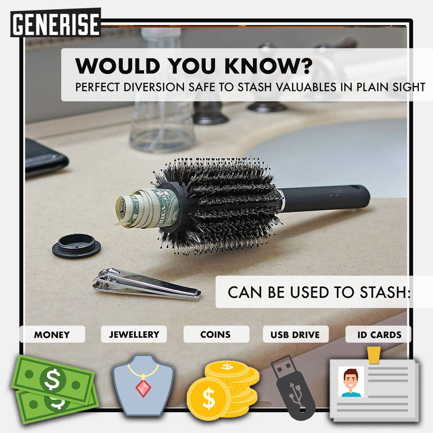 Generise 'Secret Stash' Hair Brush