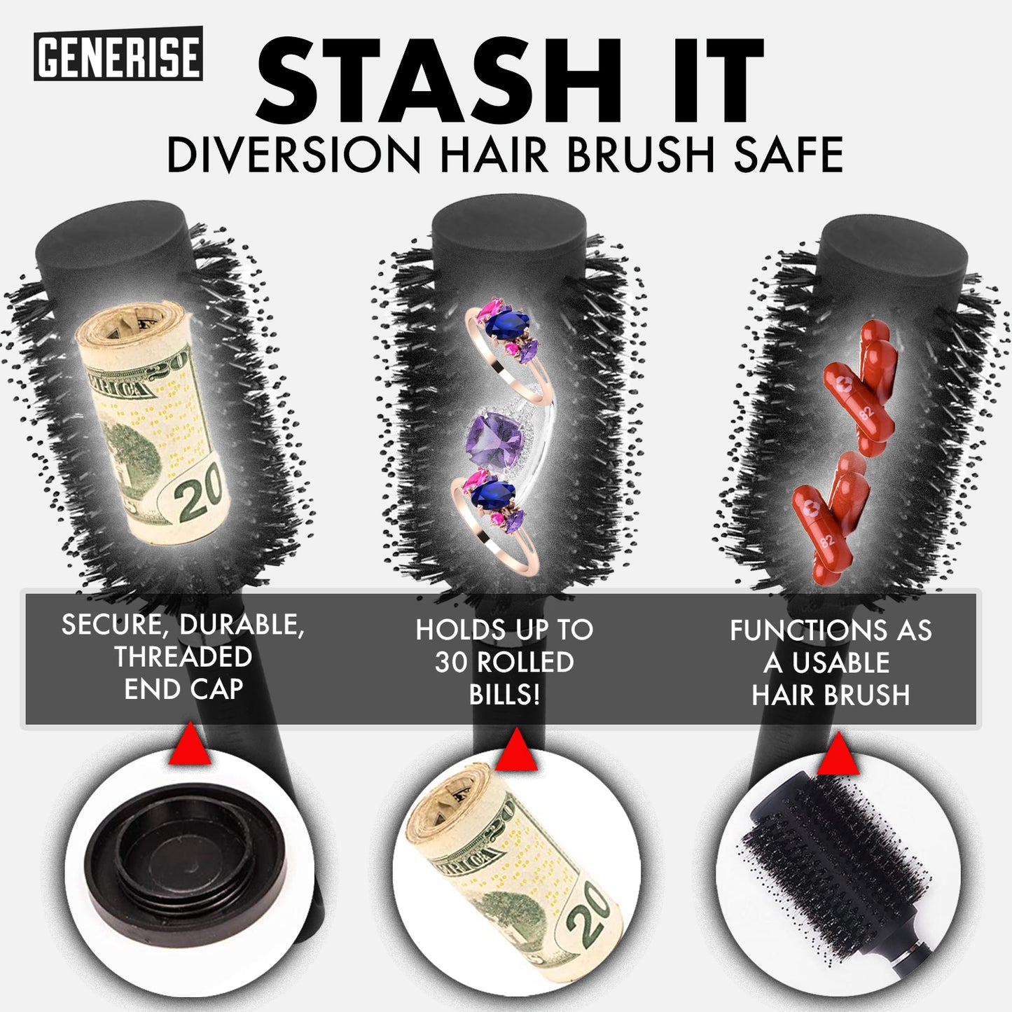 Generise 'Secret Stash' Hair Brush