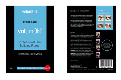 Volumon Unisex Hair Loss Concealer Refill Packs – 22g x2 - New Packaging Coming Soon