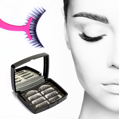 Glamza Magnetic False Eyelash Set in Black Case With Mirror and Eyelash Applicator