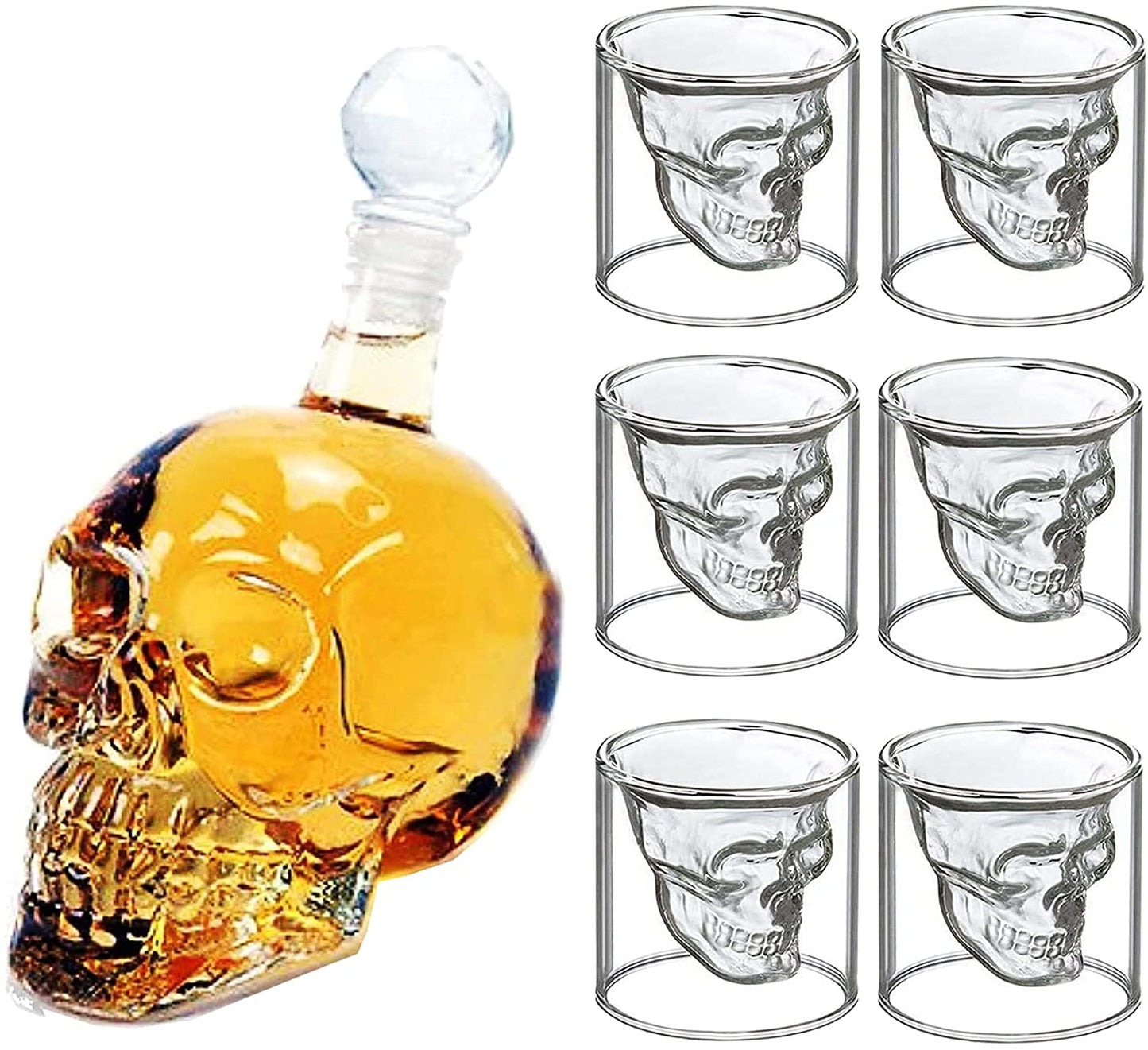 Generise 700ml Skull Decanter with 6 x 75ml Skull drinking glasses 75ml