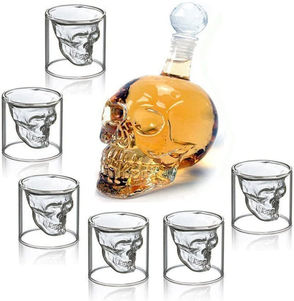Generise 700ml Skull Decanter with 6 x 75ml Skull drinking glasses 75ml
