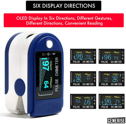 Oxygen Saturation Monitor Kit - Pulse Oximeter for Adults & Children - Blood Oxygen Monitor with Large Clear OLED Display - SPO2 & PR Detection Inc Surgical Masks & Batteries